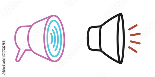 Communication Icons with Megaphones in Different Styles for Diverse Needs