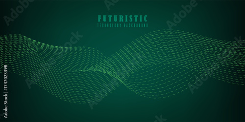 Dark green abstract background design with glowing geometric line elements. Futuristic technology concept.  modern trendy design, and illustration, eps10