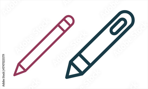 Stylus pen and eye dropper tool outline icons vector design