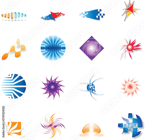 Abstract Tech Logos Collection, Modern Futuristic Logo Set