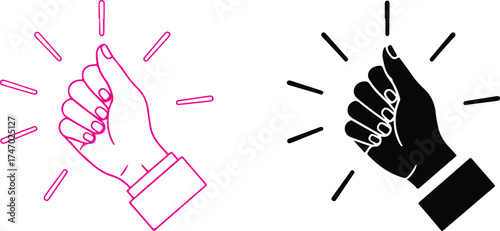 Two hands giving a thumbs up gesture, one in outline and the other in silhouette, isolated on transparent background