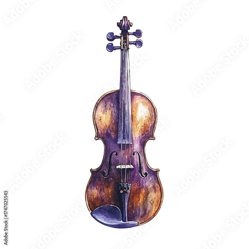 Viola, watercolor vector, isolated on a white background.