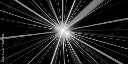 Colorful Lines Random Distribution Computational Generative Art background illustration. Radial vibrant light streaks. black and white fractal burst.