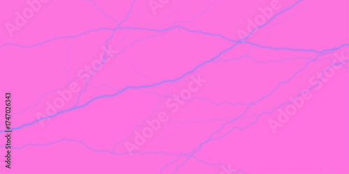 Massive lightning bolt with branches isolated on pink background. Pink lightning strike during an electrical storm. Lightning on the sky with stormy clouds. Cloudy, with a no-nonsense blue. 
