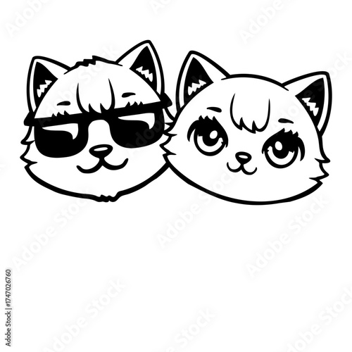 Cool Cute Cat Couple Friends Sunglasses Love Team