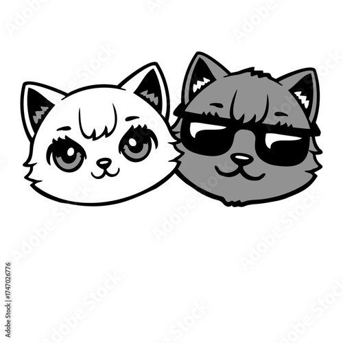 Cool Cute Cat Couple Friends Sunglasses Love Team
