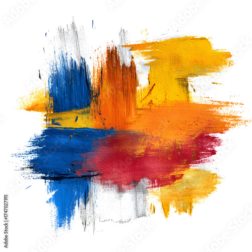 Abstract paint strokes energetic red yellow blue vibrant art texture