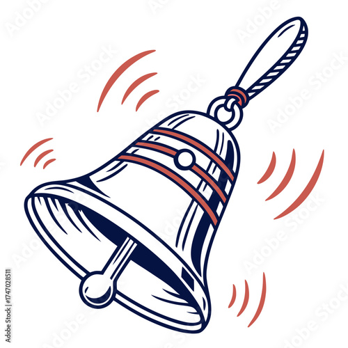 White sleigh bell with sound waves vector graphic audio