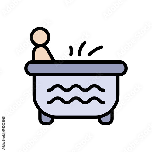 Hydro massage color icon. Spa health. Bath foot. Healthcare, skincare, wellness symbol. Vector isolated illustration.