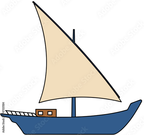 Vector dhow boat flat design