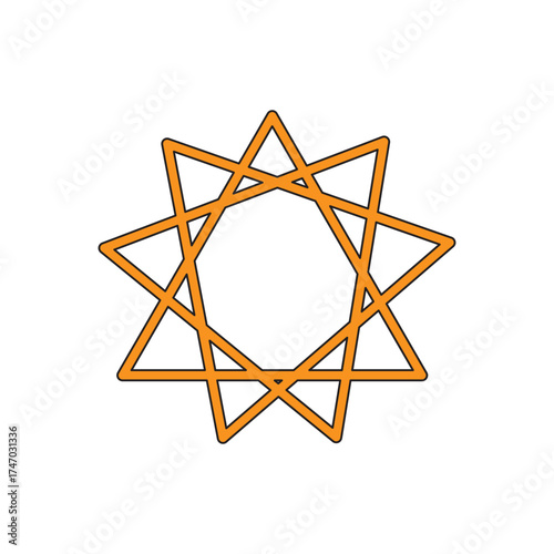 bahai outline icon. Linear vector from religion concept. Thin line bahai icon isolated on white  background.