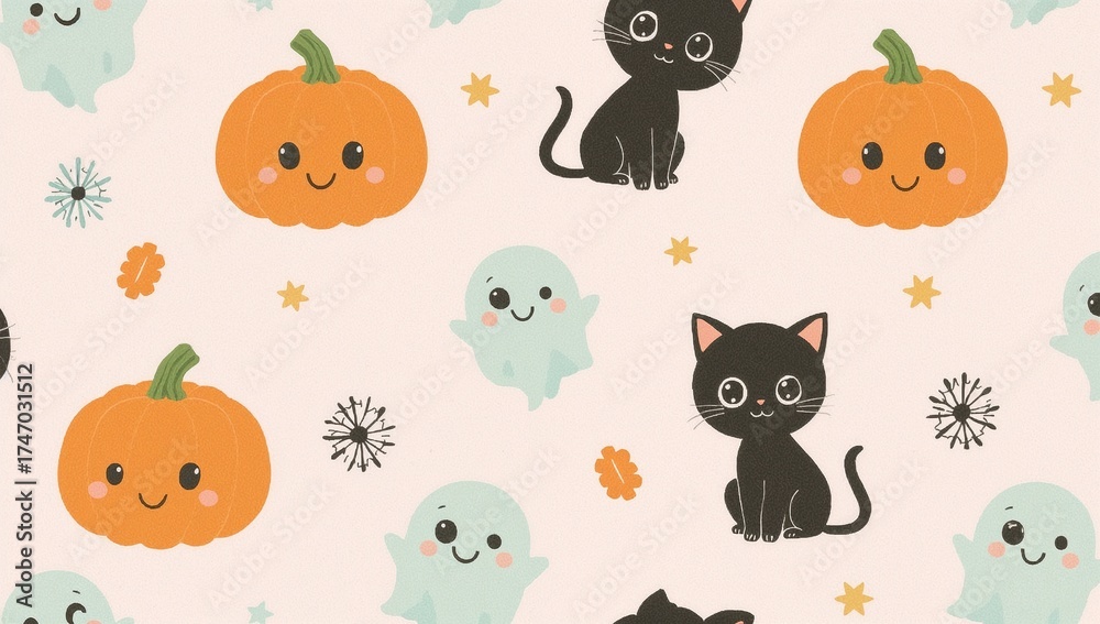 Fototapeta premium seamless pattern with pumpkins