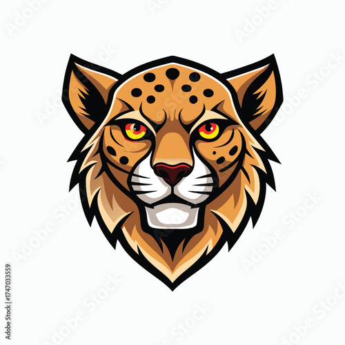 Cheetah's Intense Gaze: An illustration of a cheetah head with intense, focused eyes, showcasing the grace and power of this remarkable creature.