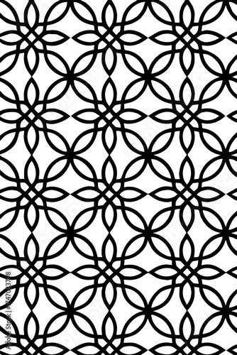 Intricate black and white geometric floral pattern
