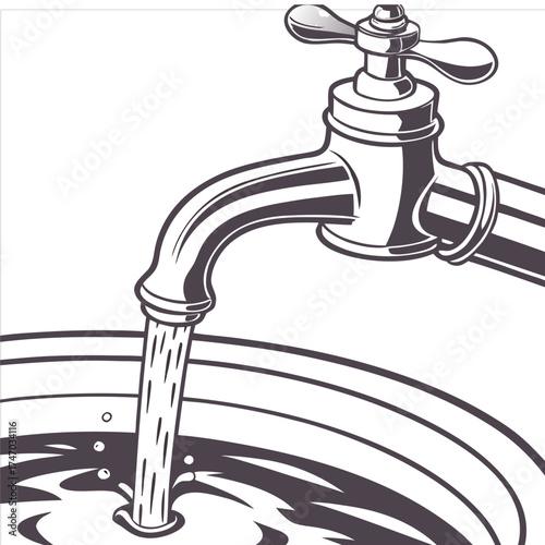 Close-Up of Shiny Metallic Faucet with Steady Flowing Water