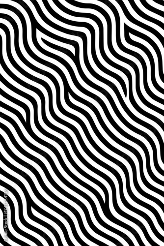 Abstract black and white wavy line pattern