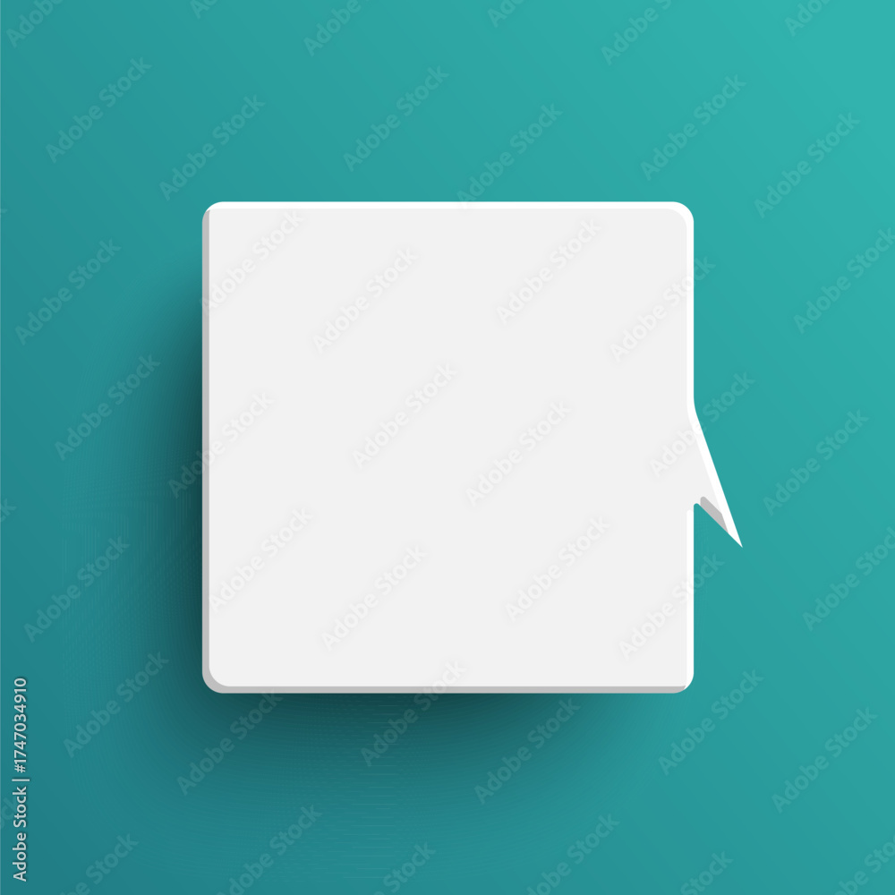 Fototapeta premium White square speech bubble on green background