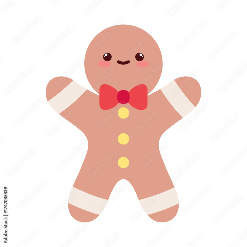 Obraz premium Cute Kawaii Gingerbread Man Vector