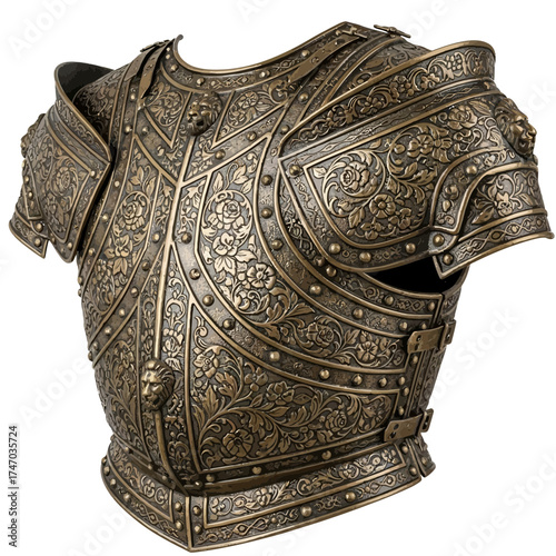 Medieval Armor Chest Plate Ornate Knight Breastplate Vintage Vector Illustration