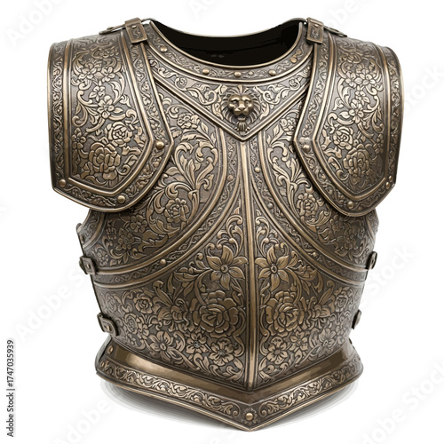 Medieval Armor Chest Plate Ornate Knight Breastplate Vintage Vector Illustration
