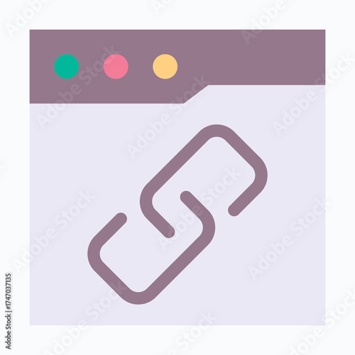 Chain Link Connection Icon in Browser Interface, Isolated Vector Flat Style Icon. 