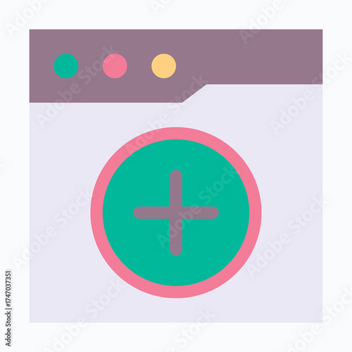 Target Aim Cursor Icon in Browser Window, Isolated Vector Flat Style Icon. 