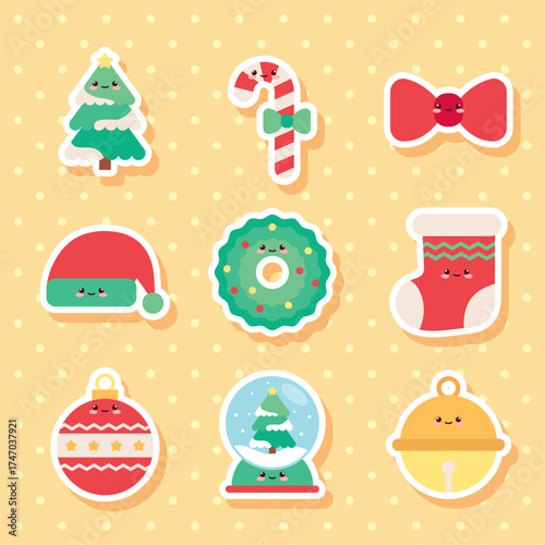 Kawaii Christmas Holiday Sticker Set
