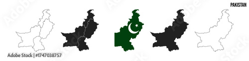 Pakistan map set. Map of Pakistan with flag.  Vector EPS 10