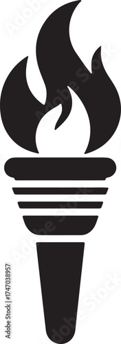 Illustration of a black torch with a burning flame
