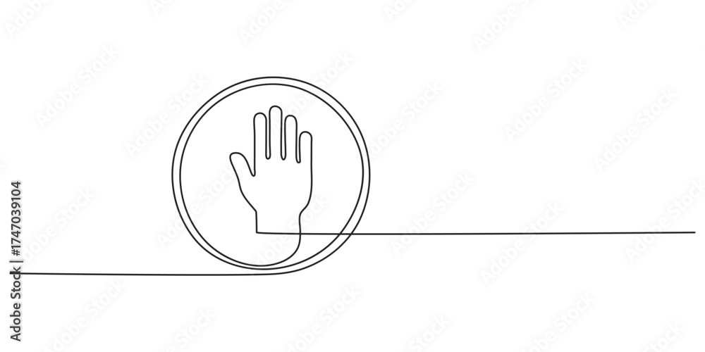 Obraz premium Continuous one line art drawing stop icon