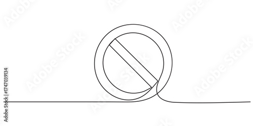 Continuous one line art drawing stop icon