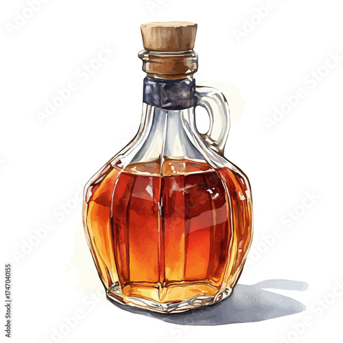 watercolor of Syrup, vector, isolated on a white background.