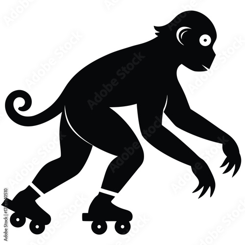Black monkey on roller skates primate animal