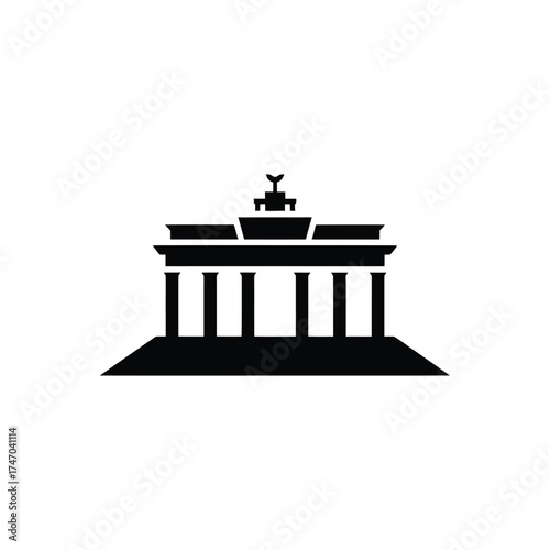 Iconic brandenburg gate silhouette in black and white