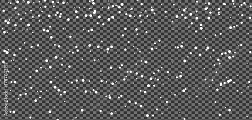 White snow flurries fall softly against the transparent background creating a peaceful winter scene	
