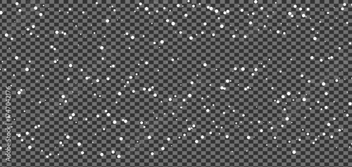 White snow flurries fall softly against the transparent background creating a peaceful winter scene	
