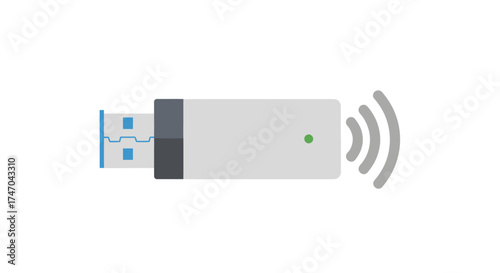 Modern USB WiFi Adapter with Wireless Signal Icon.