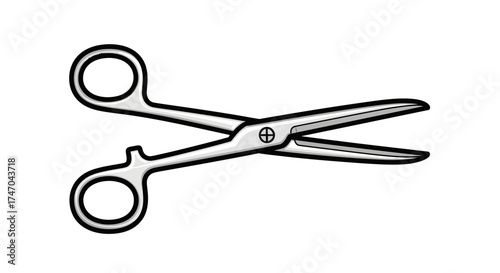 Medical Surgical Scissors Illustration with Open Blades.