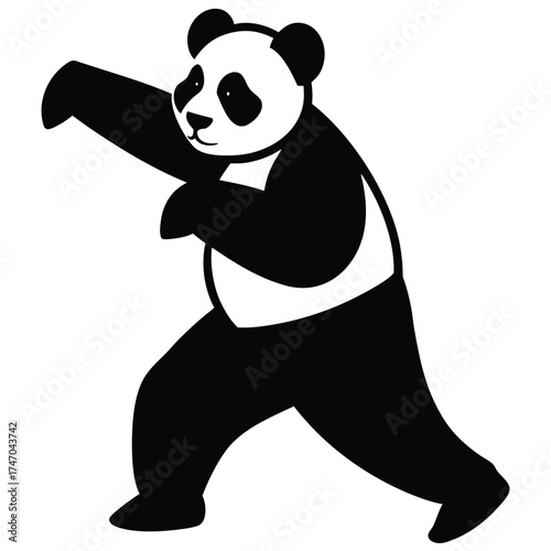 Panda bear performing martial arts kung fu fighting stance