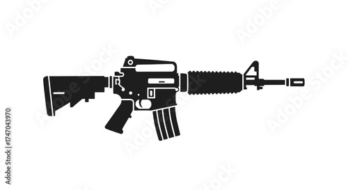 A black silhouette icon of a modern M4 carbine assault rifle with a carrying handle.