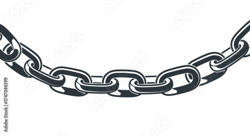 Metallic Chain Linkage: Interconnected Steel Links Forming a Curve.