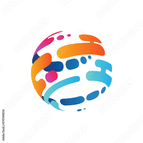 globe colorful abstract logo modern style