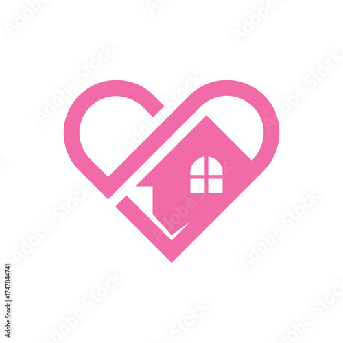 heart home abstract logo modern style