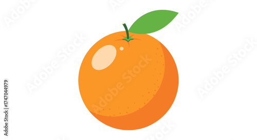 A single vibrant orange with a green leaf attached to its stem.