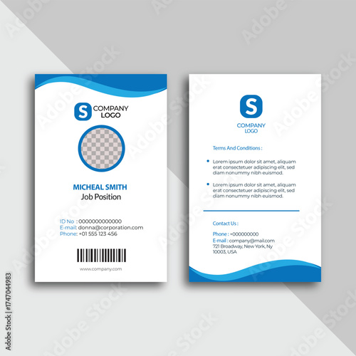 Modern and creative employee id card template isolated on white background