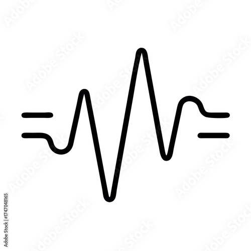 Abstract representation of a sound wave or heartbeat pulse on a simple line graph