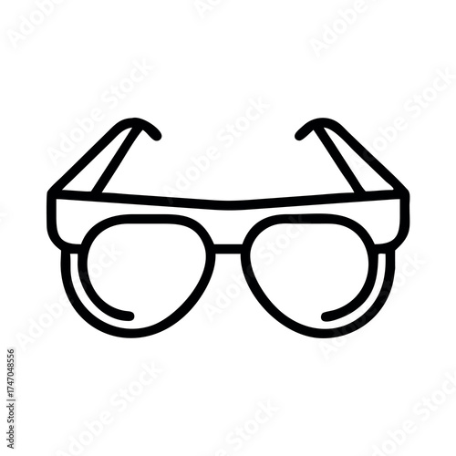 Simple hand drawn outline illustration of classic eyeglasses or spectacles