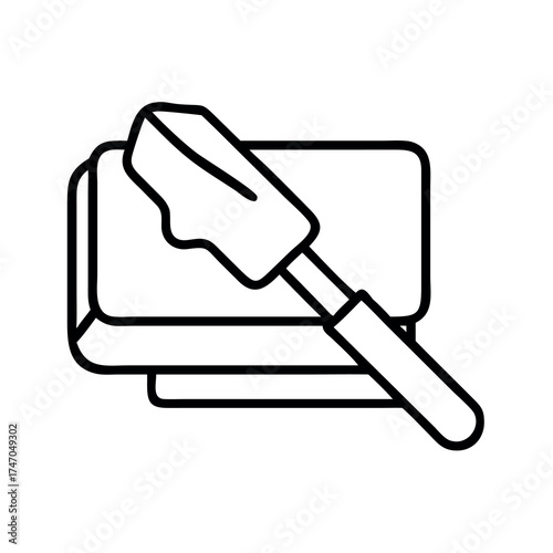 Simple line art icon of a sponge and a scrub brush for cleaning tasks