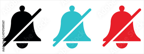 Muted bell icon vector illustration on white background — minimalist notification mute symbol, perfect for apps, alerts, and UI design.