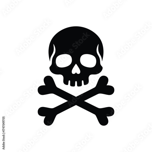 Classic black skull and crossbones symbol